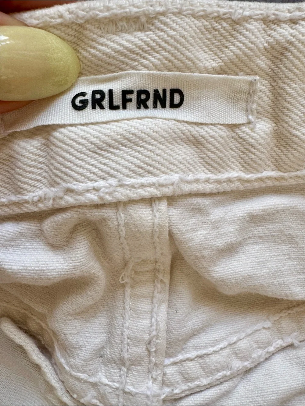 GRLFRND Blaire Cream Denim Mini Skirt, Size 27